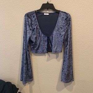 Blue suede crop top